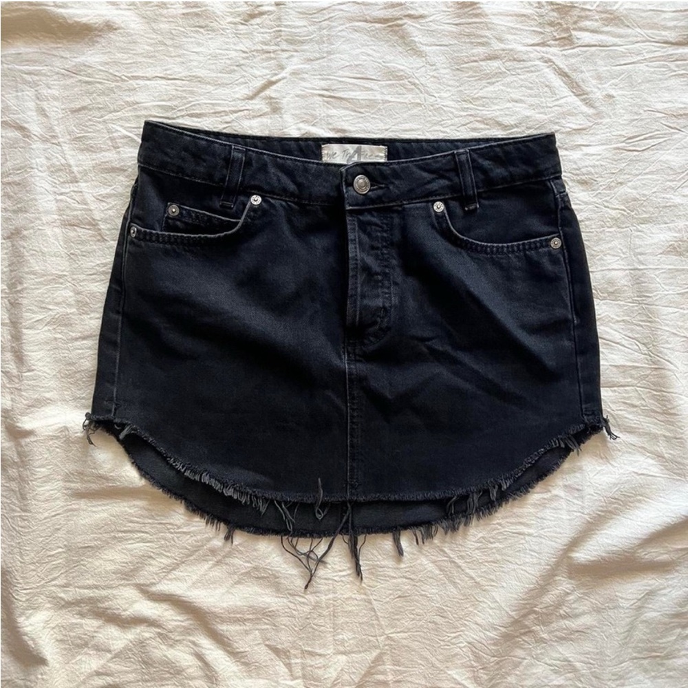 We The Free Dark Denim Mini Skirt